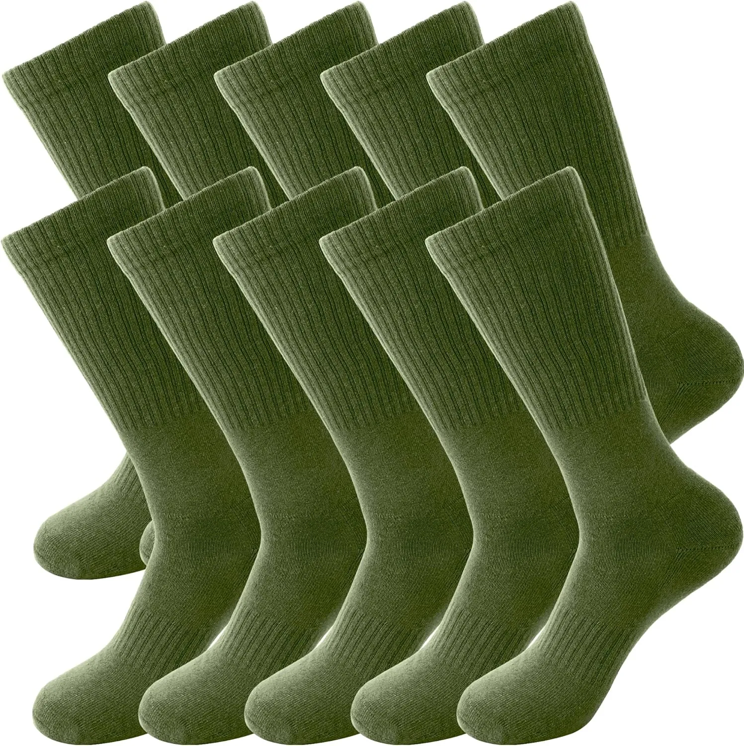 5 Pairs Military Green Socks Army Crew Sock Military Boot Socks for Men Women Working Outdoor