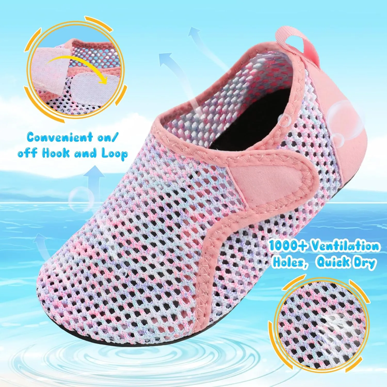 Besroad Kids Water Shoes Girls Boys Quick Dry Aqua Socks Barefoot Non Slip Beach Swim Surf Shoes