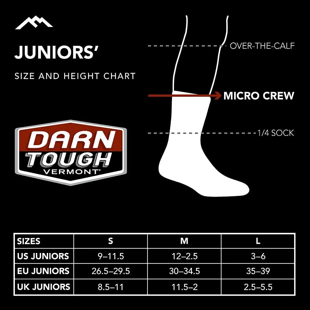 Darn Tough Vermont Light Hiker Jr. Micro-Crew Hiking Socks for Boys - Lightweight Cushioned Boys Socks, Style 3023