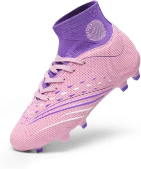 DREAM PAIRS Boys Girls Football Cleats Youth Firm Groud Outdoor Trainning Athletic Sport High Top Soccer Shoes for Little/Big Kid