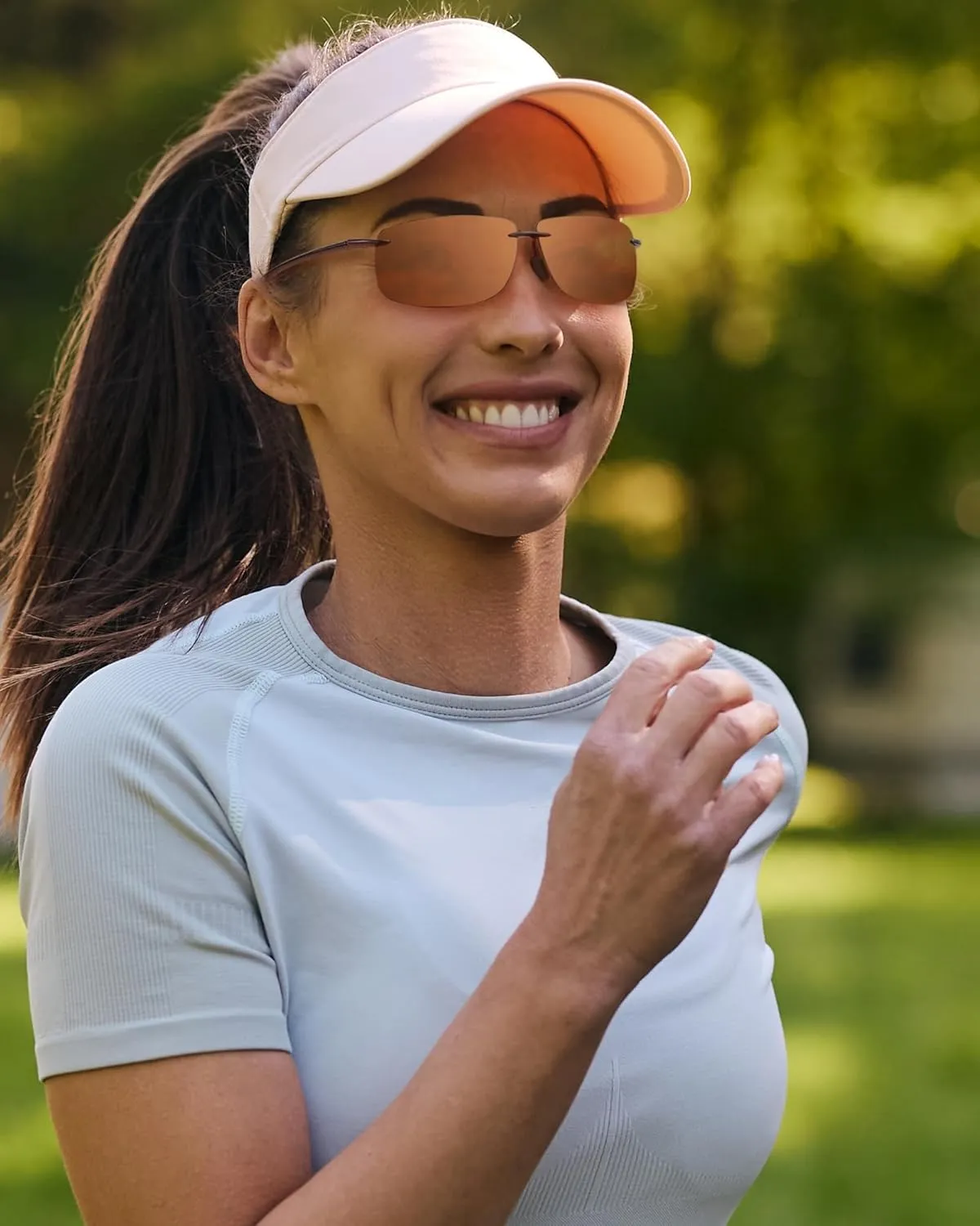 JIM HALO Sport Sunglasses for Men Women TR90 Rimless Frame for Running Fishing Cycling Driving