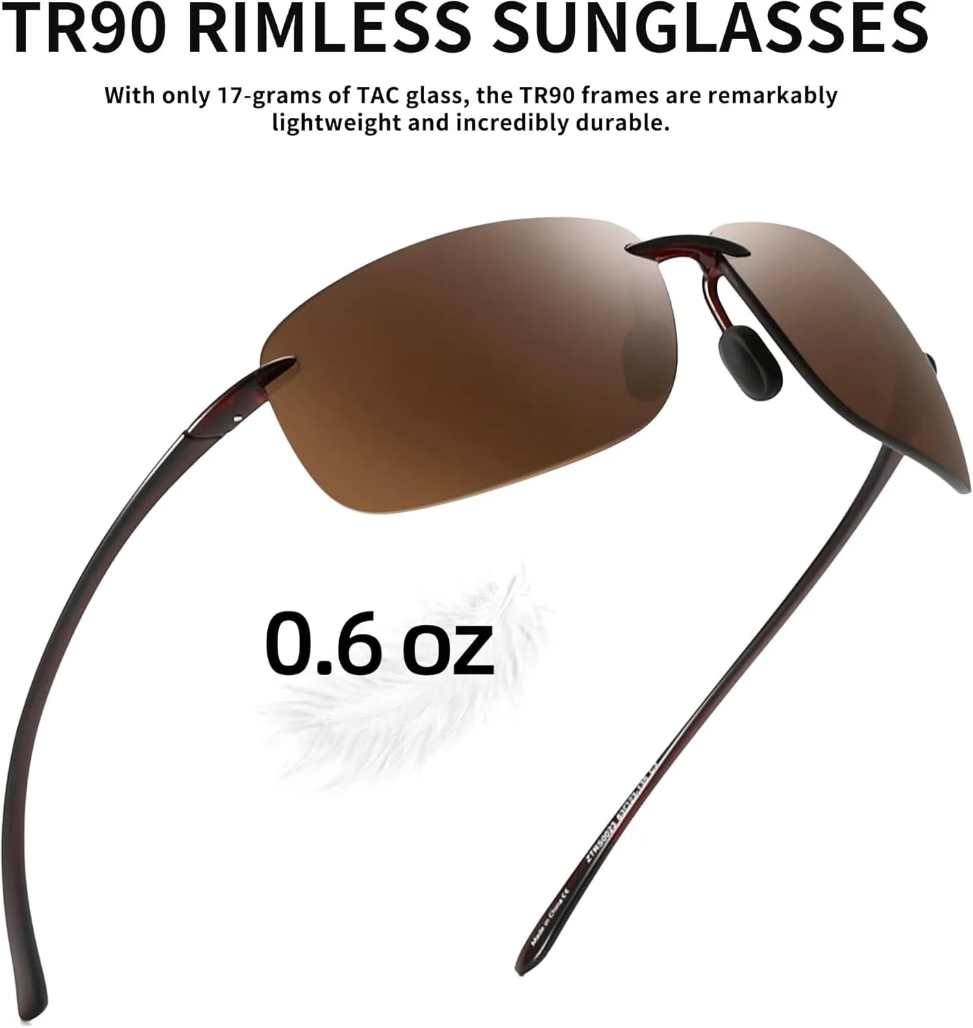 JIM HALO Sport Sunglasses for Men Women TR90 Rimless Frame for Running Fishing Cycling Driving