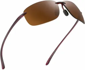 JIM HALO Sport Sunglasses for Men Women TR90 Rimless Frame for Running Fishing Cycling Driving
