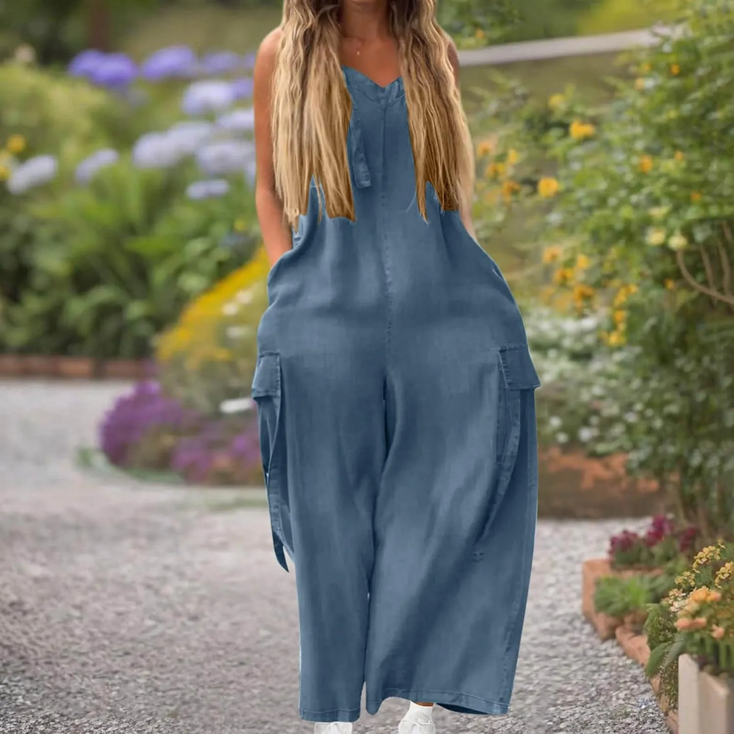 Overalls For Women Loose Fit Wide Leg Jumpsuits Casual Oversized Rompers Long Cargo Pants With Pockets 2025