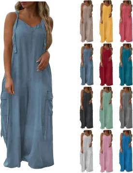 Overalls For Women Loose Fit Wide Leg Jumpsuits Casual Oversized Rompers Long Cargo Pants With Pockets 2025