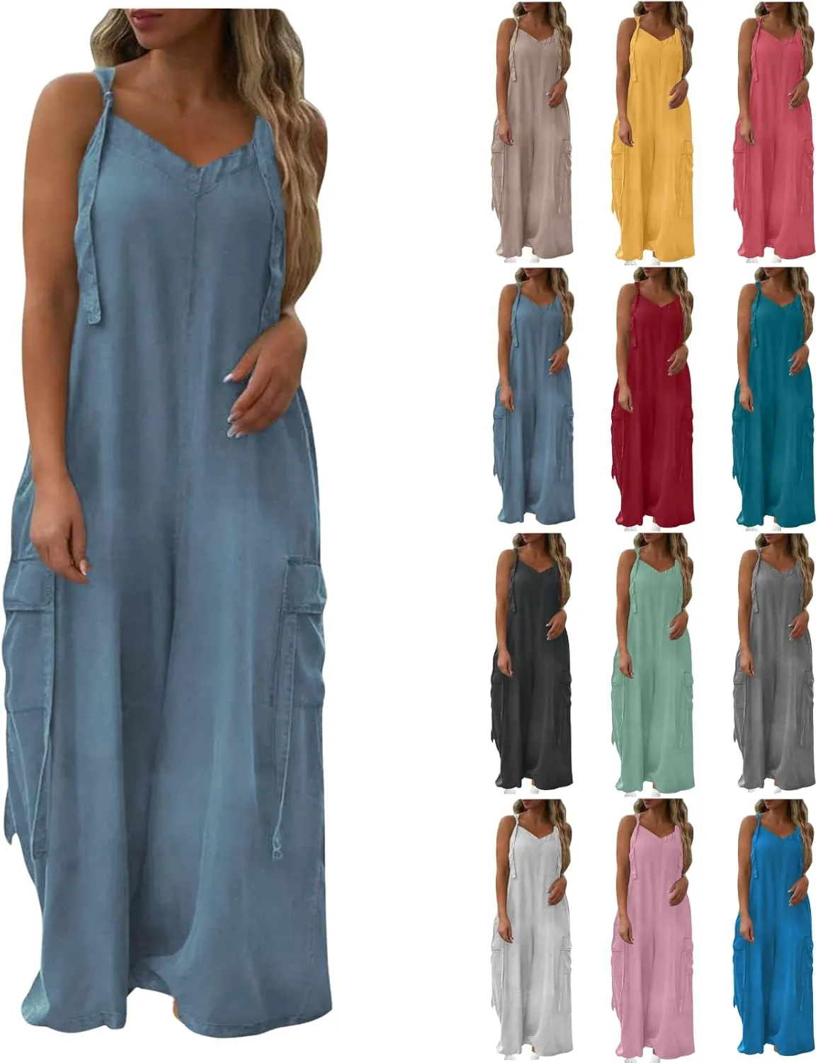 Overalls For Women Loose Fit Wide Leg Jumpsuits Casual Oversized Rompers Long Cargo Pants With Pockets 2025