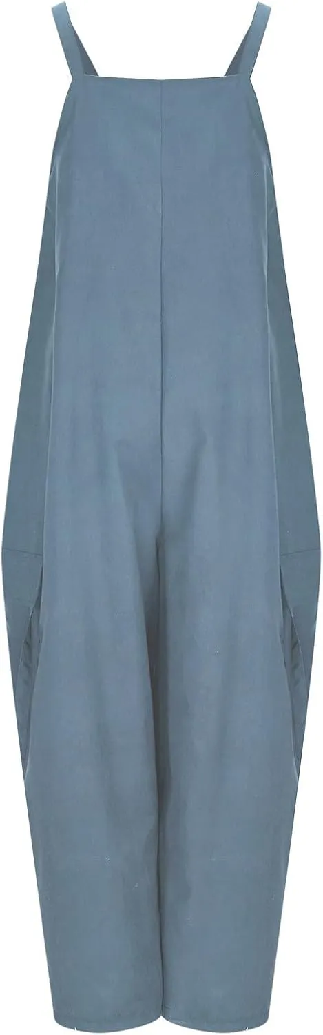 Overalls For Women Loose Fit Wide Leg Jumpsuits Casual Oversized Rompers Long Cargo Pants With Pockets 2025
