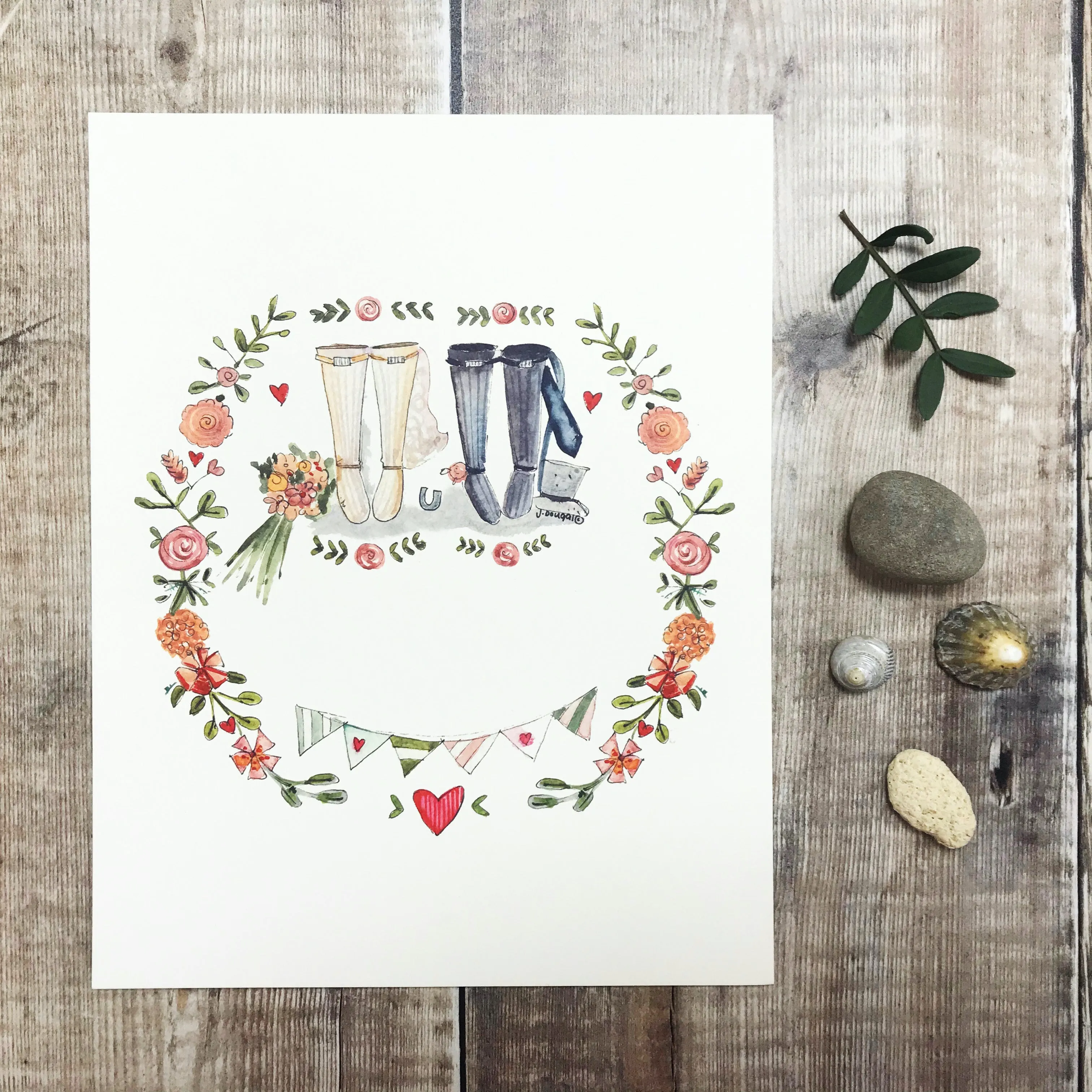 "Wedding Wellies" personalised Print