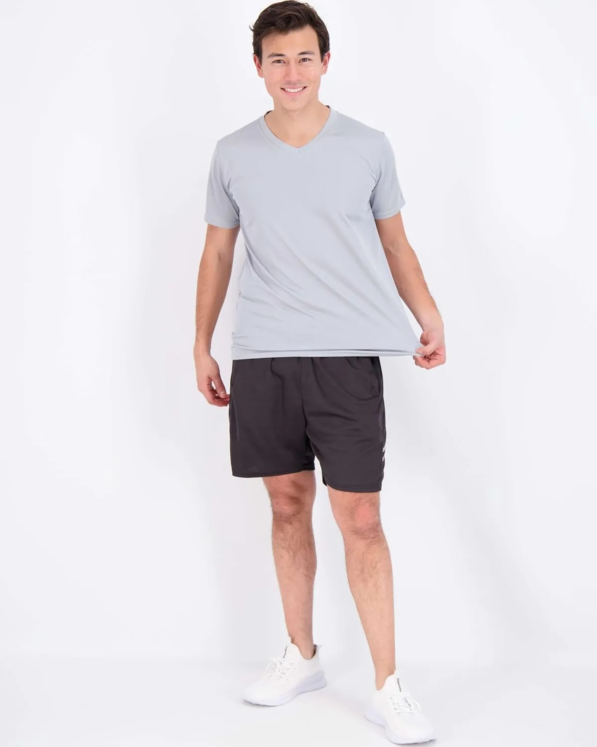 Real Essentials 5 Pack: Men's Mesh Quick Dry Short Sleeve V-Neck T-Shirt - Athletic Performance (Available in Big & Tall)