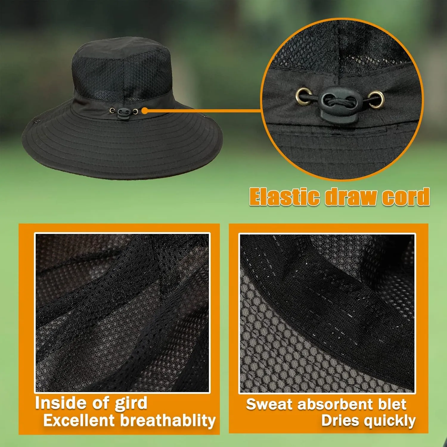 Sun Hat for Men/Women, Wide Brim UV Protection Bucket hat, Waterproof Mens Boonie Hat for Fishing Hiking Garden Beach