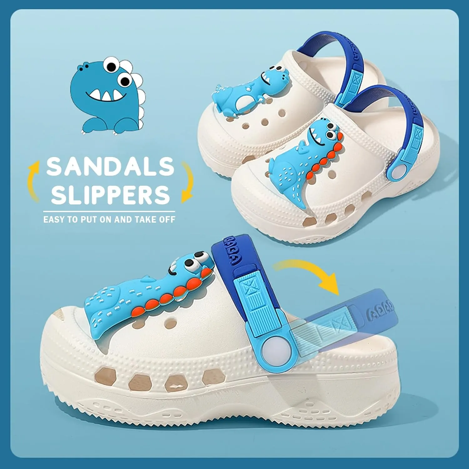 Toddler Clogs Boys Girls Kids Dinosaur Garden Shoes Slip on Sandals Slides Water Summer Shoes for Outdoor Beach Pool
