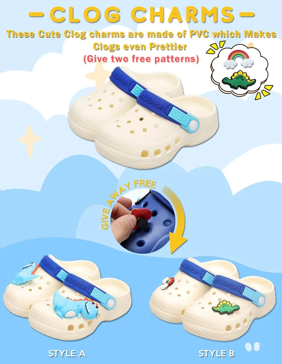Toddler Clogs Boys Girls Kids Dinosaur Garden Shoes Slip on Sandals Slides Water Summer Shoes for Outdoor Beach Pool